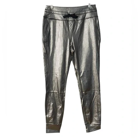 Halara SoftlyZero Faux Leather High Waisted Drawstring  Foil Print Joggers - Picture 6 of 9